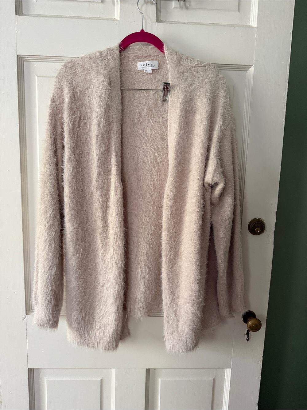 Velvet Soft Blush Fuzzy Open-Front Cardigan